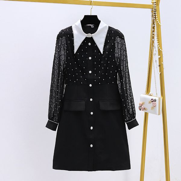 dress autumn winter runway women pearl button embroidery beading shirt elegant bodycon slim black mini dresses 7ofw, Black;gray
dress autumn winter runway women pearl button embroidery beading shirt elegant bodycon slim black mini dresses 7ofw, Black;gray
