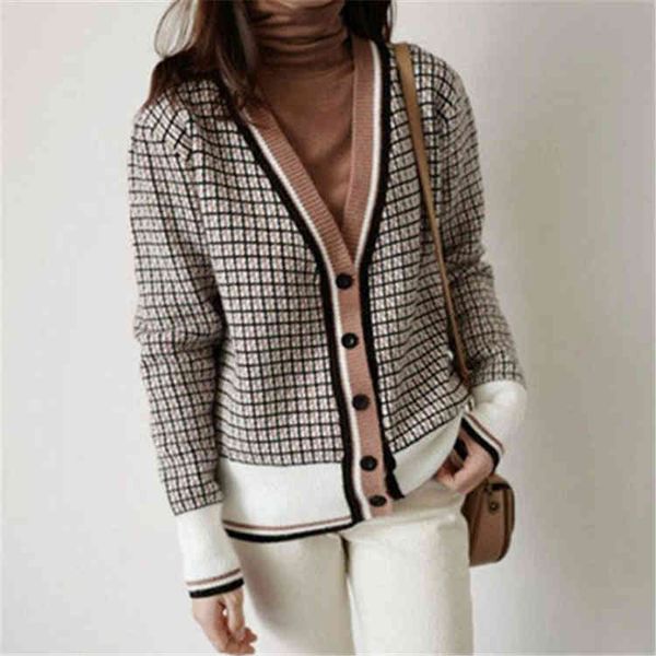 colorfaith new 2021 winter spring womens sweaters plaid fashionable korean style checkered knitting oversize cardigans swc291, White;black
colorfaith new 2021 winter spring womens sweaters plaid fashionable korean style checkered knitting oversize cardigans swc291, White;black