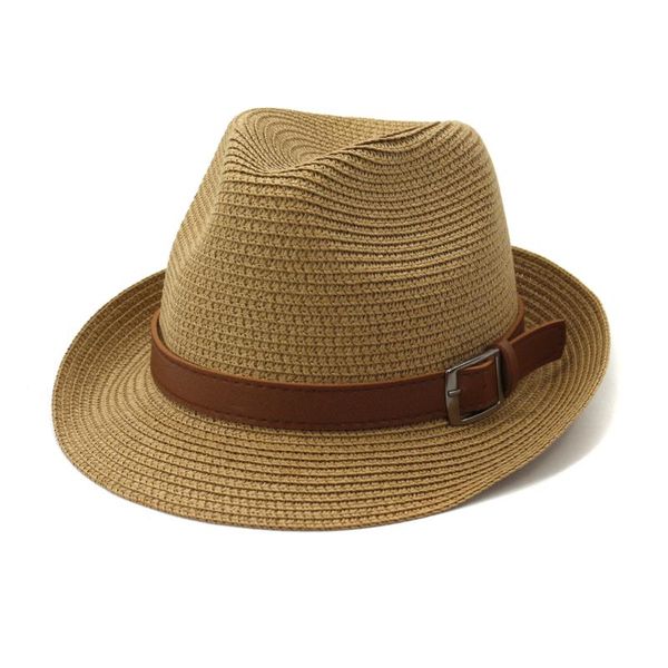 wide brim hats 2021 small eaves summer jazz women's straw hat beach men's sun casual panama belt, Blue;gray
wide brim hats 2021 small eaves summer jazz women's straw hat beach men's sun casual panama belt, Blue;gray