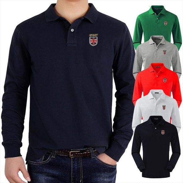 100% cotton mens polos spring autumn long sleeve shirts casual fashion clothes lapel, White;black
100% cotton mens polos spring autumn long sleeve shirts casual fashion clothes lapel, White;black