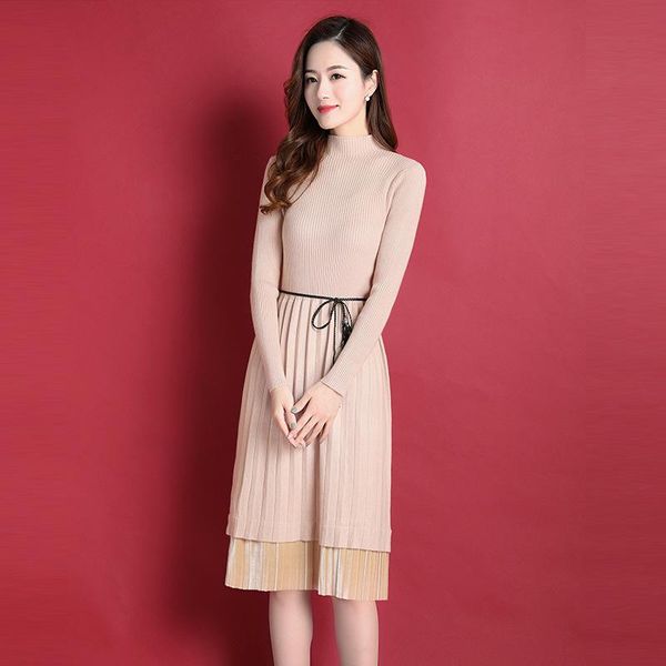 women's sweaters 2021 casual pleated sweater dress autumn spring velvet patchwork long sleeve belt lace knitted women fit and flare, White;black
women's sweaters 2021 casual pleated sweater dress autumn spring velvet patchwork long sleeve belt lace knitted women fit and flare, White;black