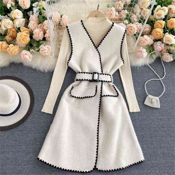 women elegant dress sutis fashion spring autumn pullover sweater and wool vest es ladies office work suit 210525, White
women elegant dress sutis fashion spring autumn pullover sweater and wool vest es ladies office work suit 210525, White