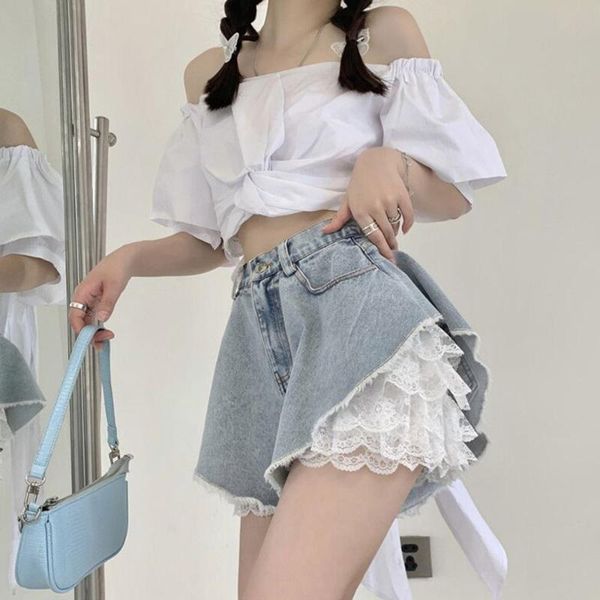 women's shorts women high street cowboy design sense loose a-shaped wide legs patchwork lace waist summer 2021 fashion korean, White;black
women's shorts women high street cowboy design sense loose a-shaped wide legs patchwork lace waist summer 2021 fashion korean, White;black