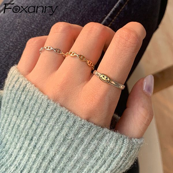 love ring foxanry 925 sterling silver smiley face rings bride jewelry for women fashion vintage chain geometric party accessories gift, Slivery;golden
love ring foxanry 925 sterling silver smiley face rings bride jewelry for women fashion vintage chain geometric party accessories gift, Slivery;golden