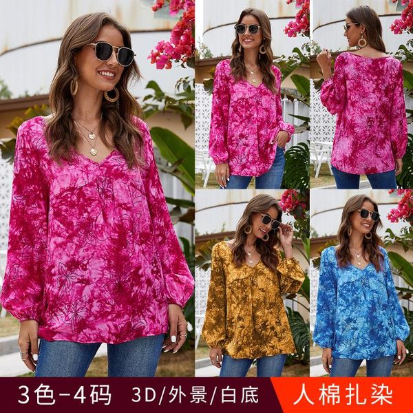 spring tie-dye casual long-sleeved red women's v-neck blouse, loose polyester plus size shirt for women streetwear blouses & shirts, White
spring tie-dye casual long-sleeved red women's v-neck blouse, loose polyester plus size shirt for women streetwear blouses & shirts, White