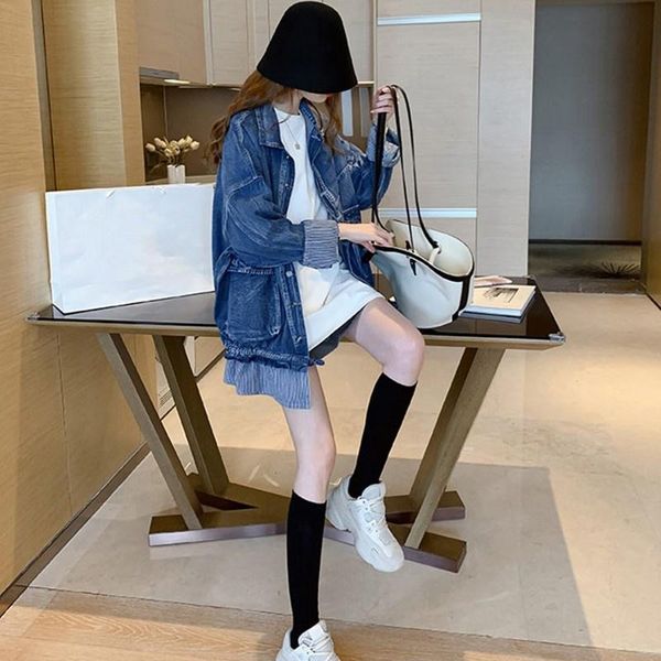 women's jackets denim coat korean style womens turn-down collar single breasted pockets batwing sleeve fashion loose casual bomber jack, Black;brown
women's jackets denim coat korean style womens turn-down collar single breasted pockets batwing sleeve fashion loose casual bomber jack, Black;brown
