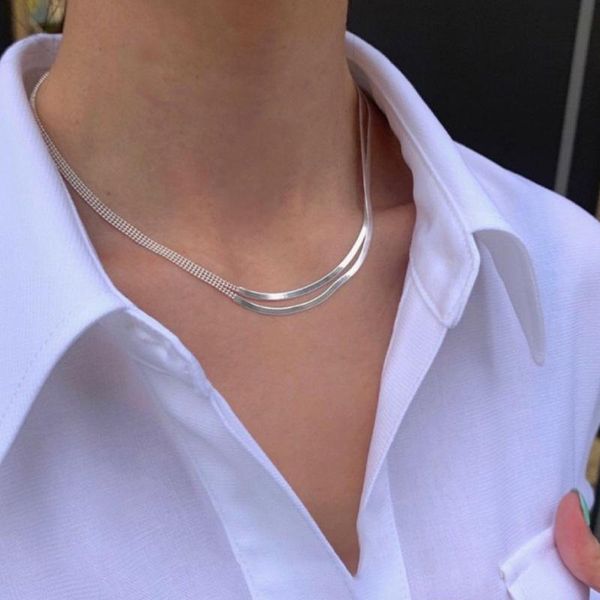 chains 925 sterling silver jewelry double layer snake bone necklace bead stitching short clavicle chain for female
chains 925 sterling silver jewelry double layer snake bone necklace bead stitching short clavicle chain for female