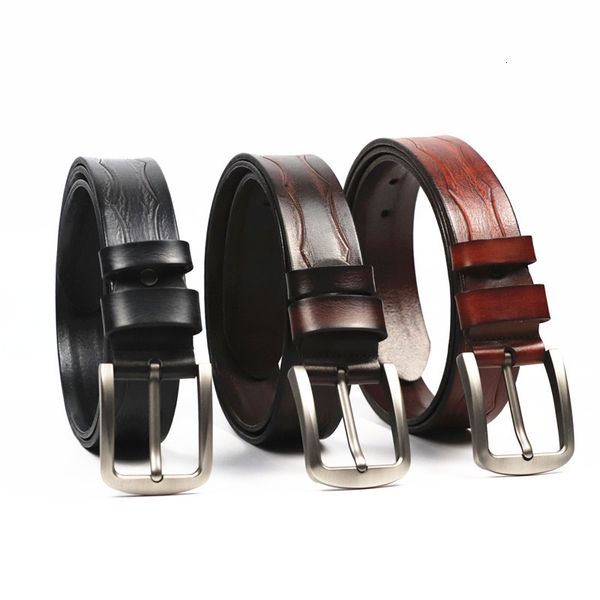 leather alloy needle buckle head layer cowhide tree paste leather men's busins pants embossed belt, Black;brown
leather alloy needle buckle head layer cowhide tree paste leather men's busins pants embossed belt, Black;brown