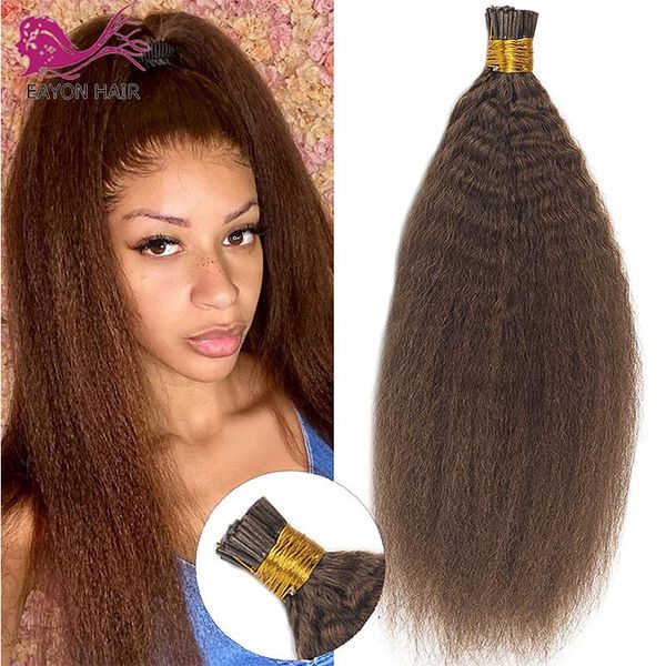 human hair bulks medium brown kinky straight i tip extensions for women brazilian remy microlinks keratin 100 strand/set, Black
human hair bulks medium brown kinky straight i tip extensions for women brazilian remy microlinks keratin 100 strand/set, Black