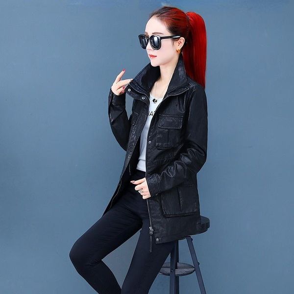 women's leather & faux women 's pu jacket korean style loose 2021 fall winter fashion motorcycle clothing mid-length, Black
women's leather & faux women 's pu jacket korean style loose 2021 fall winter fashion motorcycle clothing mid-length, Black