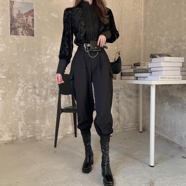 spring fall 2 piece set 2021 korean style fashion stand collar long lantern sleeve shirt +high waist slim pants suits women's two, White
spring fall 2 piece set 2021 korean style fashion stand collar long lantern sleeve shirt +high waist slim pants suits women's two, White