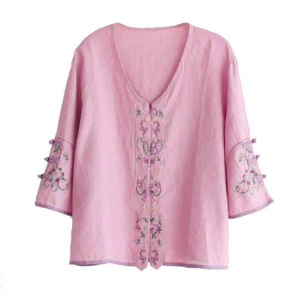 women's blouses & shirts 9119artistic ethnic style chinese button knots shirt summer clothes retro machine embroidery top, White
women's blouses & shirts 9119artistic ethnic style chinese button knots shirt summer clothes retro machine embroidery top, White