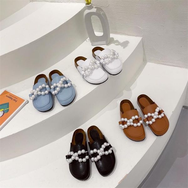 slippers 2021 summer brand design flat baotou pearl chain women's shoes low heel casual half sandals, Black
slippers 2021 summer brand design flat baotou pearl chain women's shoes low heel casual half sandals, Black