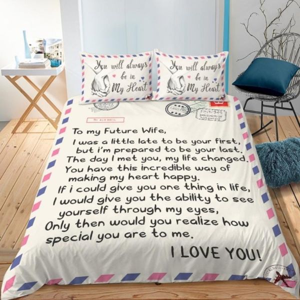 bedding sets to my wife set envelope style custom duvet cover single twin king size 3pcs home textile polyester quilt
bedding sets to my wife set envelope style custom duvet cover single twin king size 3pcs home textile polyester quilt