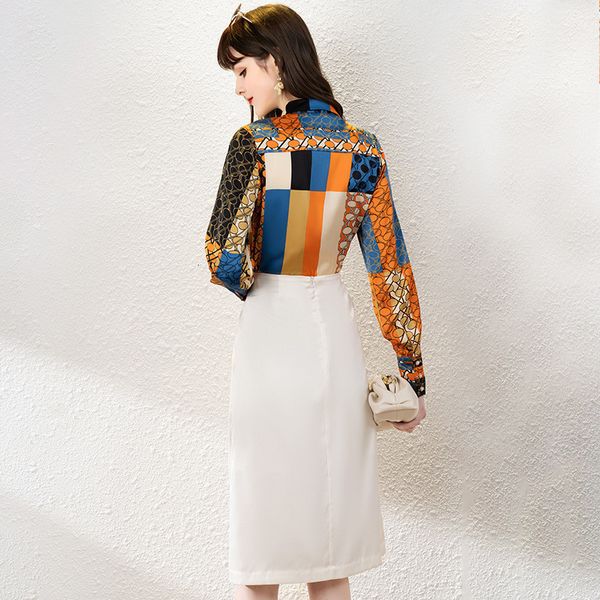 spring fashion runway suit elegant woman block print shirt and skirt piece all party twinset, Black
spring fashion runway suit elegant woman block print shirt and skirt piece all party twinset, Black