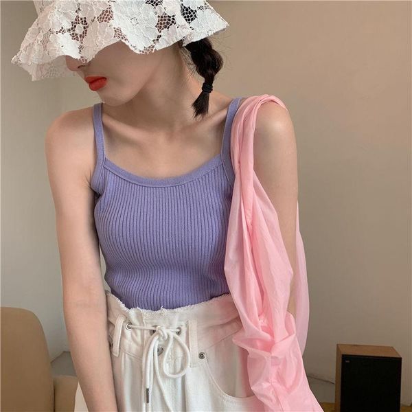 summer purple sleeveless knitted vest with small sling for women camisoles & tanks, Black;white
summer purple sleeveless knitted vest with small sling for women camisoles & tanks, Black;white