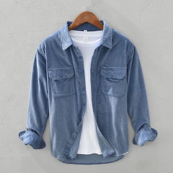 men's casual shirts selling product in 2021 corduroy shirt japanese trend loose jacket long-sleeved clothing, White;black
men's casual shirts selling product in 2021 corduroy shirt japanese trend loose jacket long-sleeved clothing, White;black