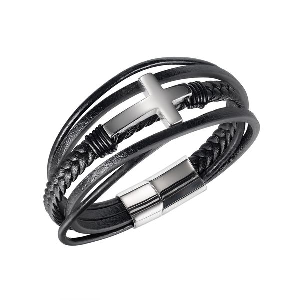cross leather bracelet fashion multicolour braided men jewelry stainless steel male charm bangles for gifts, Golden;silver
cross leather bracelet fashion multicolour braided men jewelry stainless steel male charm bangles for gifts, Golden;silver