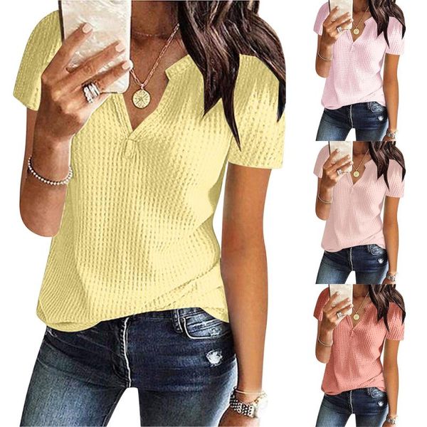 women's blouses & shirts feitong solid color knit summer fashion short sleeve tunic v-neck loose shirt streetwear female blusas, White
women's blouses & shirts feitong solid color knit summer fashion short sleeve tunic v-neck loose shirt streetwear female blusas, White