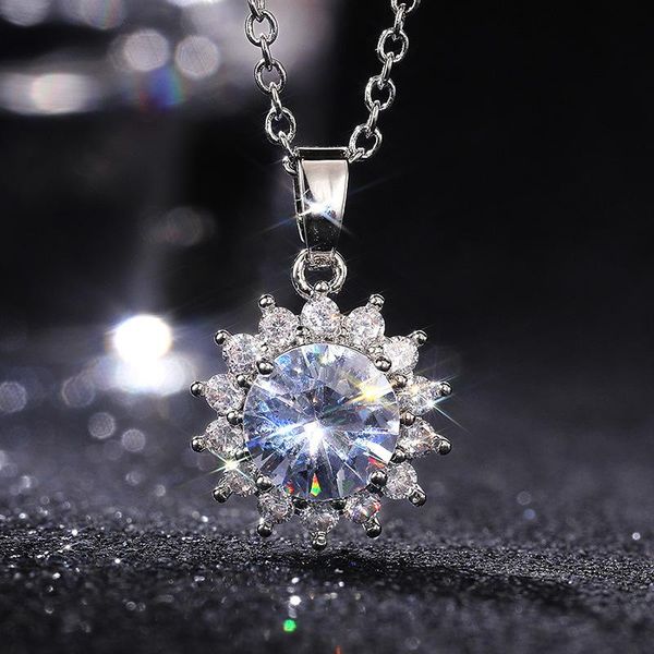 pendant necklaces luxury flower shape round bridal wedding necklace shiny cubic zirconia female trendy jewelry accessories, Silver
pendant necklaces luxury flower shape round bridal wedding necklace shiny cubic zirconia female trendy jewelry accessories, Silver