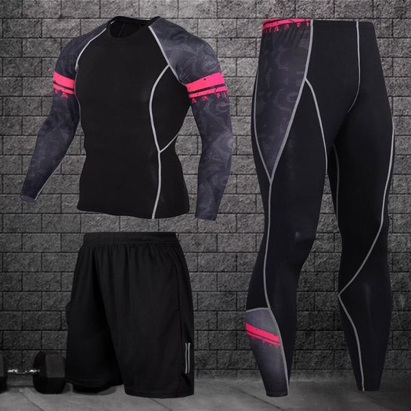 gym clothing men's 3-piece sportswear compression suit sports jogging training elastic racing, White;black
gym clothing men's 3-piece sportswear compression suit sports jogging training elastic racing, White;black