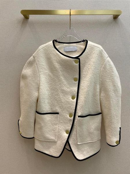 women's jackets good quality 100% wool for women elegant 3d cut beige high-end brand black edge large pocket autumn 2021, Black;brown
women's jackets good quality 100% wool for women elegant 3d cut beige high-end brand black edge large pocket autumn 2021, Black;brown