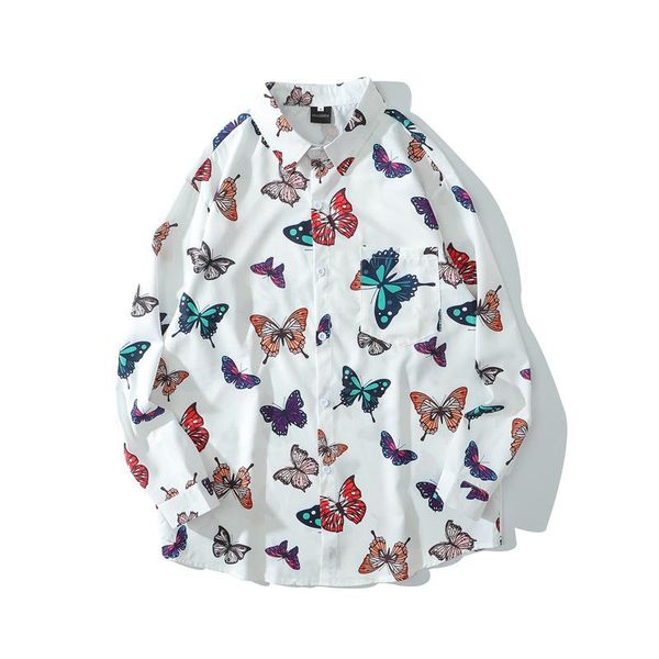 men printing shirts streetwear casual male black white oversized harajuku vintage butterfly long sleeve shirt for men's, White;black
men printing shirts streetwear casual male black white oversized harajuku vintage butterfly long sleeve shirt for men's, White;black