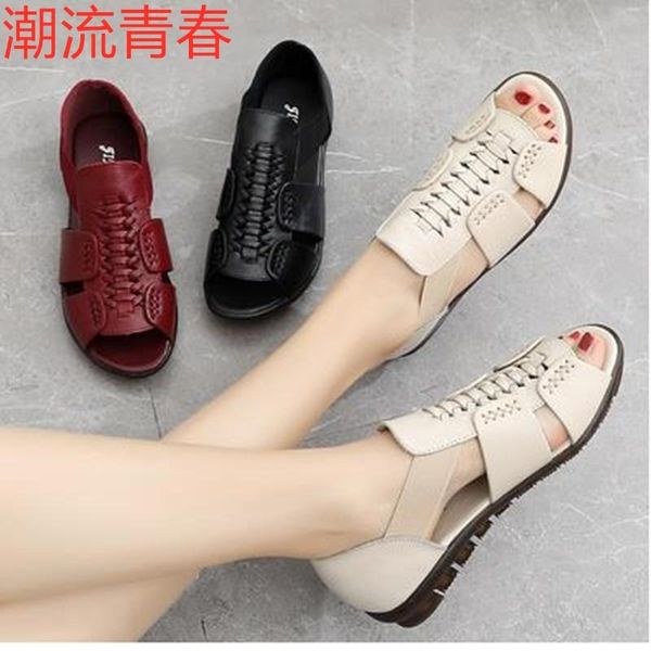 sandals summer women's genuine leather casual flat mother soft bottom with ladies shoes, Black
sandals summer women's genuine leather casual flat mother soft bottom with ladies shoes, Black