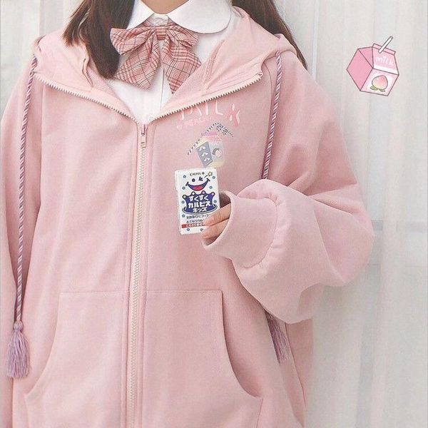 women's hoodies & sweatshirts qweek japanese harajuku kawaii soft girl sweet cute style cartoon zip up woman streetwear alt clothes, Black
women's hoodies & sweatshirts qweek japanese harajuku kawaii soft girl sweet cute style cartoon zip up woman streetwear alt clothes, Black