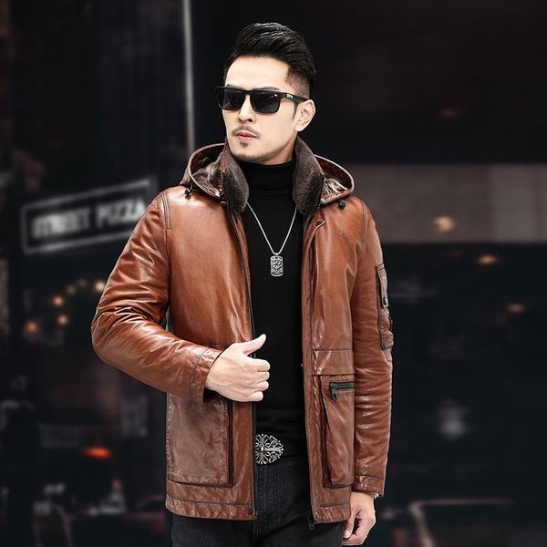 men's leather & faux superior quality original ecological sheepskin and wool winter male genuine jacket oil wax goat skin mens shearlin, Black
men's leather & faux superior quality original ecological sheepskin and wool winter male genuine jacket oil wax goat skin mens shearlin, Black