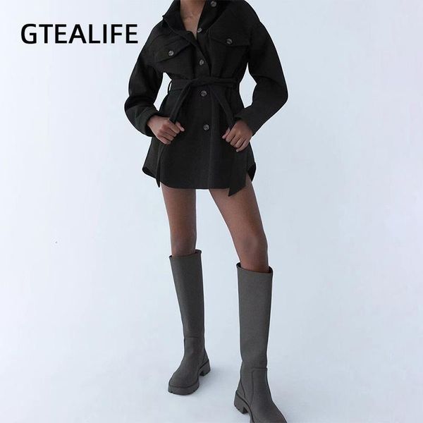casual winter woolen loose jacket belted women solid color simple long sleeve thick warm wool coat fashion parkas clothes, Black
casual winter woolen loose jacket belted women solid color simple long sleeve thick warm wool coat fashion parkas clothes, Black