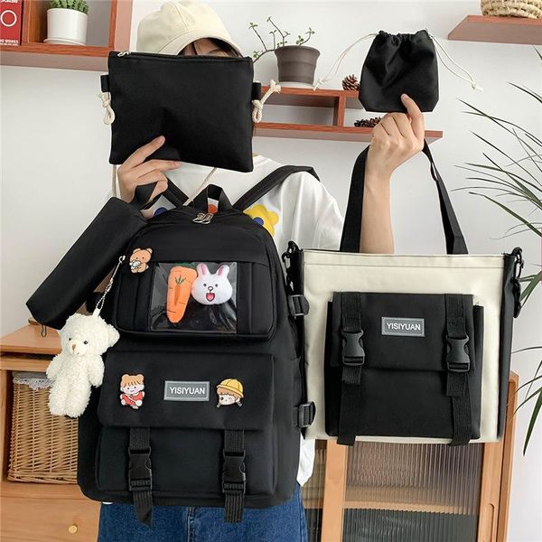 school bags 5 piece set fashion women backpack casual classical large lapcute book pencil case
school bags 5 piece set fashion women backpack casual classical large lapcute book pencil case