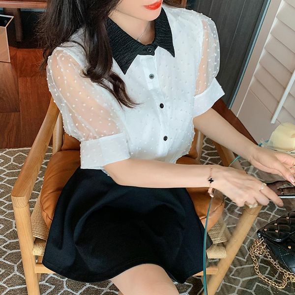 women's blouses & shirts short sleeve bubble spring and summer 2021 korean style design sense of minority fashion collar shirt, White
women's blouses & shirts short sleeve bubble spring and summer 2021 korean style design sense of minority fashion collar shirt, White