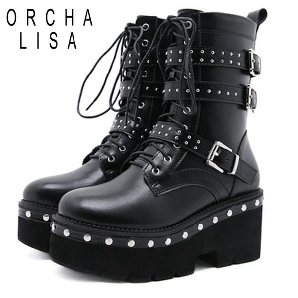 boots orchalisa 2021 autumn lace-up motorcycle rivet women punk thick platform high heels female ankle gothic style shoes, Black
boots orchalisa 2021 autumn lace-up motorcycle rivet women punk thick platform high heels female ankle gothic style shoes, Black
