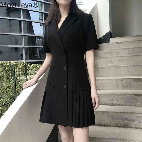 women summer dresses high waist double breasted costume vintage pleated elegant office mini blazer dress femme 210427, Black;gray
women summer dresses high waist double breasted costume vintage pleated elegant office mini blazer dress femme 210427, Black;gray