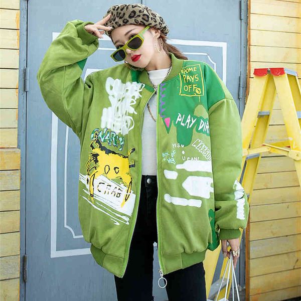 autumn and winter tide printed cotton-quilted female baseball uniform cotton jacket, Black;brown
autumn and winter tide printed cotton-quilted female baseball uniform cotton jacket, Black;brown