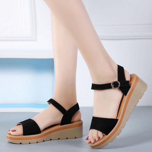 sandals genuine leather casual mid heel with ankle buckle strap open toe flat platform shoes for woman summer walking, Black
sandals genuine leather casual mid heel with ankle buckle strap open toe flat platform shoes for woman summer walking, Black