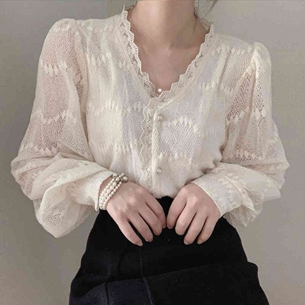 women's blouses & shirts spring lace blouse women v neck buttons see-through long sleeve elegant white or black korean style loos
women's blouses & shirts spring lace blouse women v neck buttons see-through long sleeve elegant white or black korean style loos