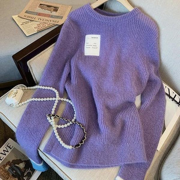 women's sweaters sweater women autumn and winter 2021 retro japanese loose outer wear round neck long-sleeved pullover knit top, White;black
women's sweaters sweater women autumn and winter 2021 retro japanese loose outer wear round neck long-sleeved pullover knit top, White;black