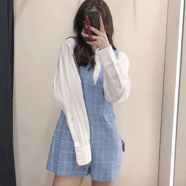 bbwm women blue tweed texture shorts jumpsuit with zipper sleeveless fashion overall romper playsuits spring autumn 2021, Black;white
bbwm women blue tweed texture shorts jumpsuit with zipper sleeveless fashion overall romper playsuits spring autumn 2021, Black;white