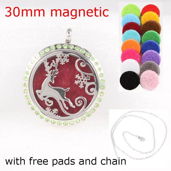 pendant necklaces with chain as gift perfume locket 30mm magnetic 316l stainless steel essential oil santa's deer diffuser for christma, Silver
pendant necklaces with chain as gift perfume locket 30mm magnetic 316l stainless steel essential oil santa's deer diffuser for christma, Silver