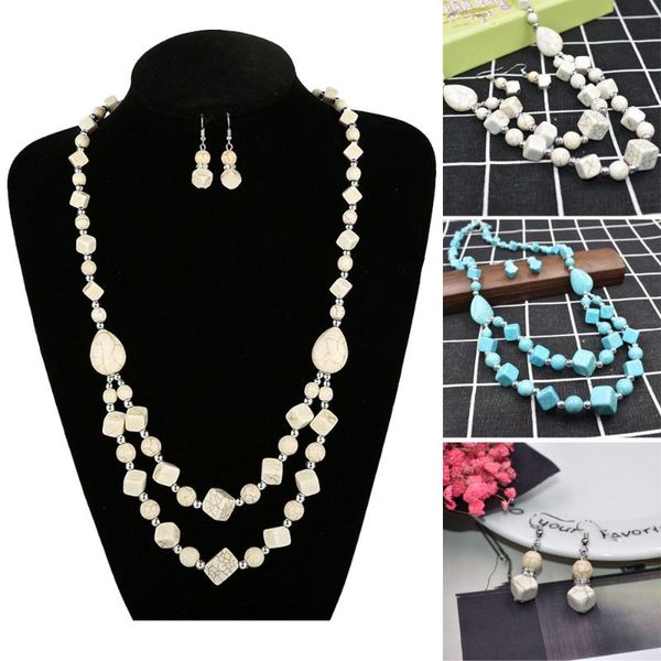earrings & necklace ethnic vintage blue white natural stone bead jewelry set for women party evening long sweater fashion, Silver
earrings & necklace ethnic vintage blue white natural stone bead jewelry set for women party evening long sweater fashion, Silver
