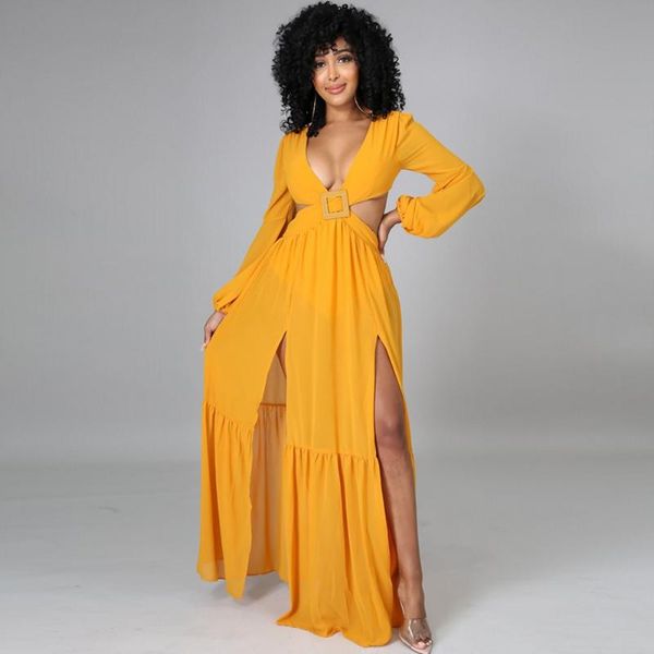 casual dresses women summer long sleeve split maxi dress 2021 yellow boho deep v-neck beach evening party vestidos female, Black;gray
casual dresses women summer long sleeve split maxi dress 2021 yellow boho deep v-neck beach evening party vestidos female, Black;gray