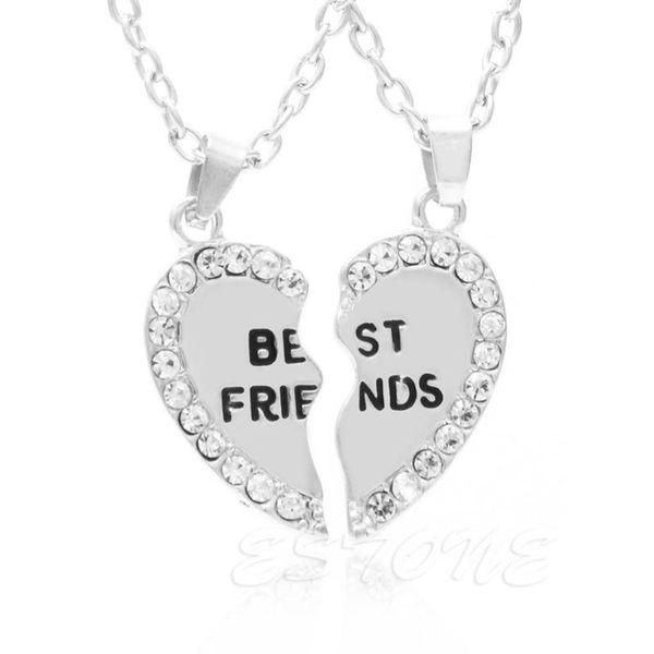 1pair rhinestone necklace half love heart pendant friends friendship gift fashion jewelry chains, Silver
1pair rhinestone necklace half love heart pendant friends friendship gift fashion jewelry chains, Silver