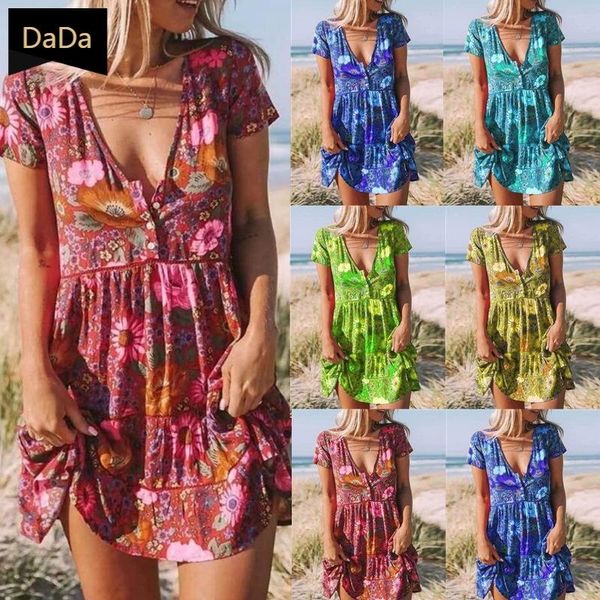 casual dresses dada stylish button v-neck print short-sleeved dress for women, Black;gray
casual dresses dada stylish button v-neck print short-sleeved dress for women, Black;gray