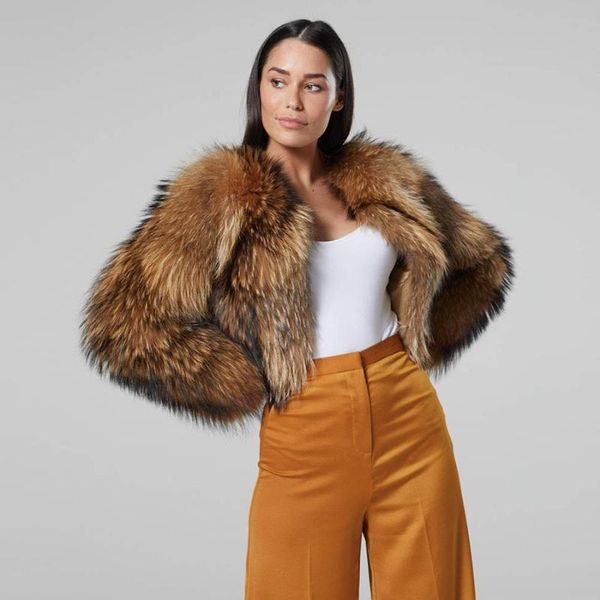 women's fur & faux selling cropped natural raccoon coat women jacket winter warm thick fluffy overcoat 2021 trendy, Black
women's fur & faux selling cropped natural raccoon coat women jacket winter warm thick fluffy overcoat 2021 trendy, Black