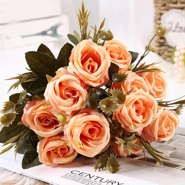 european vintage artificial silk tea rose flowers 6 head bouquet with leaves wedding home retro fake flower party diy decoration decorative
european vintage artificial silk tea rose flowers 6 head bouquet with leaves wedding home retro fake flower party diy decoration decorative