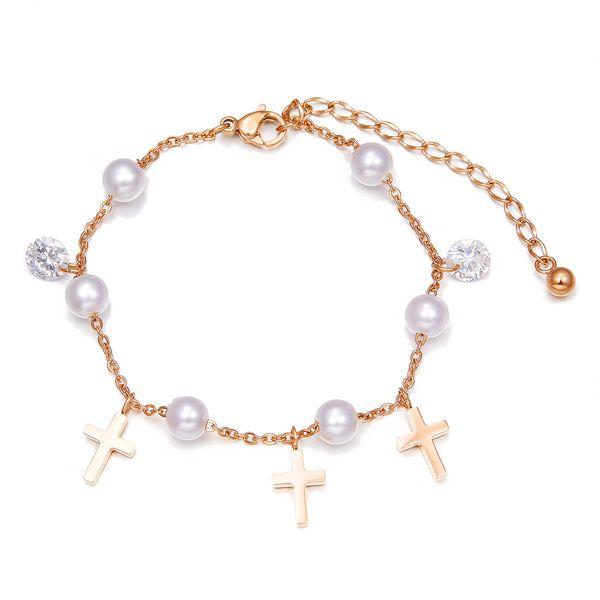 korean jewelry artificial pearl titanium steel women's bracelet plated rose gold cross hand, Golden;silver
korean jewelry artificial pearl titanium steel women's bracelet plated rose gold cross hand, Golden;silver