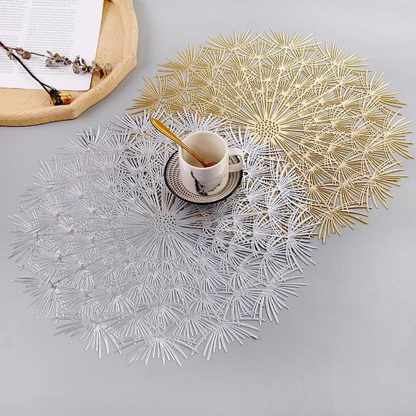 mats & pads 1pc 38cm golden hollow dandelion embroidered round table mat pvc non-slip placemats durable plate insulation heat
mats & pads 1pc 38cm golden hollow dandelion embroidered round table mat pvc non-slip placemats durable plate insulation heat