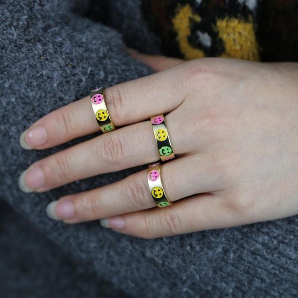 design brand ring for women colorful enamel wide gold color band with heart smile shape female rings jewelry gift wedding, Slivery;golden
design brand ring for women colorful enamel wide gold color band with heart smile shape female rings jewelry gift wedding, Slivery;golden